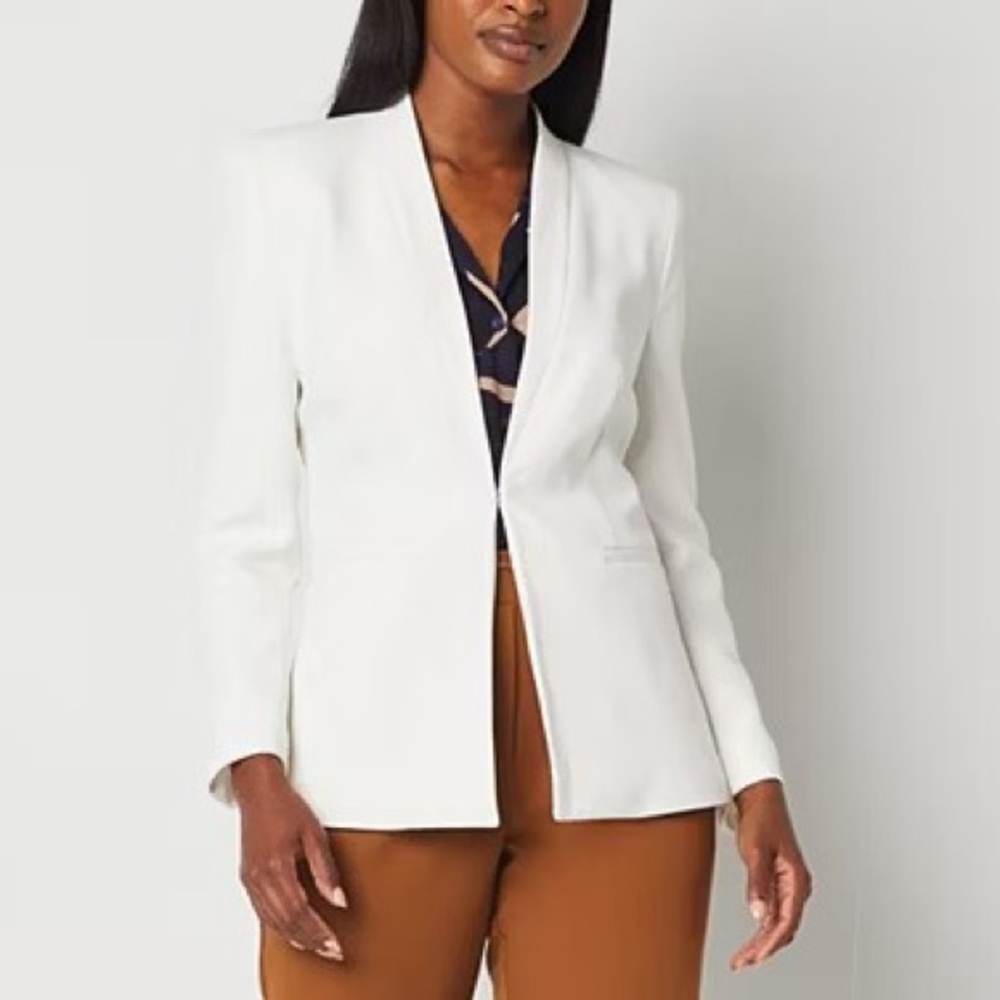 LAST CHANCE NWT Worthington Regular Fit Modern Blazer Ivory White Sz 12 Jacket